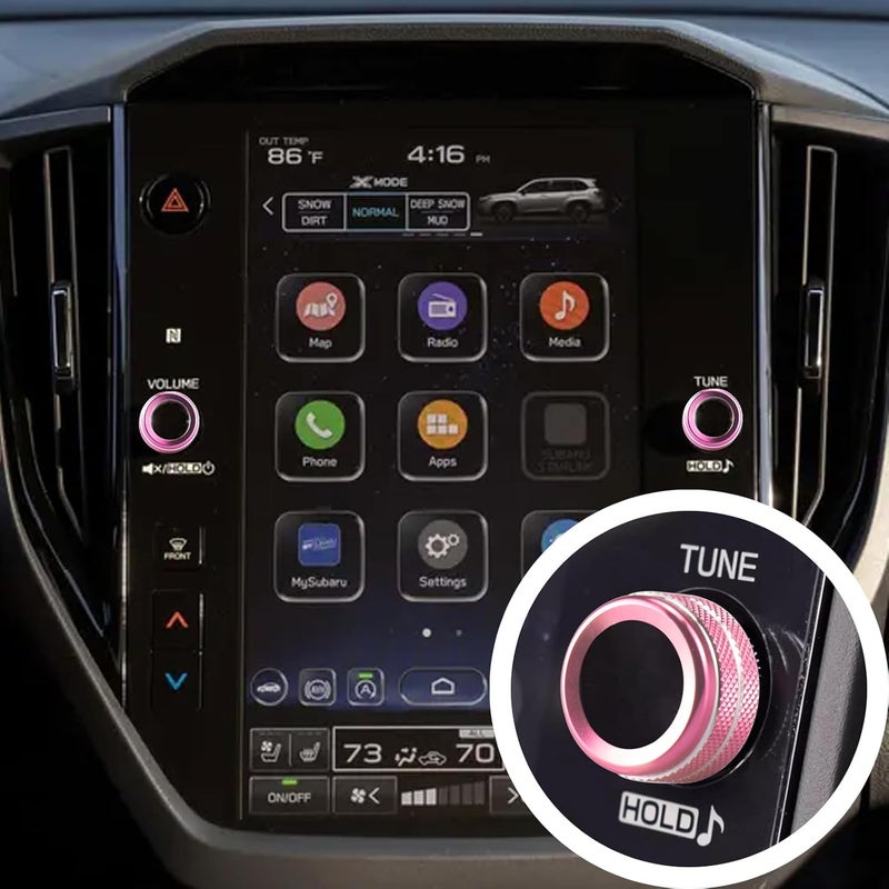 HDUFC 5pcs for Subaru Crosstrek/Impreza 2024 2025, Forester 2025, Legacy Outback 2020-2025, WRX, Ascent Volume Adjustment Knob, Mirror Knob Cover, Start Button Cover/Ring (Pink) - Image 4
